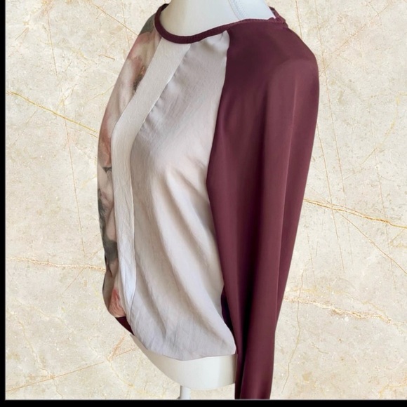 Elegant Floral Colorblock Women's Top - Picture 5 of 7